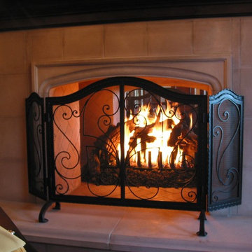 Two-Sided Gas Fireplace with Custom Screen