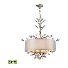 Luxe / Glam 4 Light Chandelier in Aged Silver Finish