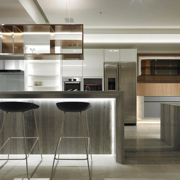 Rose Gold + Brown Kitchen