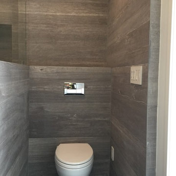 Wall Hung Toilet Nook With Wood Look Tile