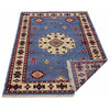Hand Knotted Afghan Silk And Wool Area Rug Oriental Blue White