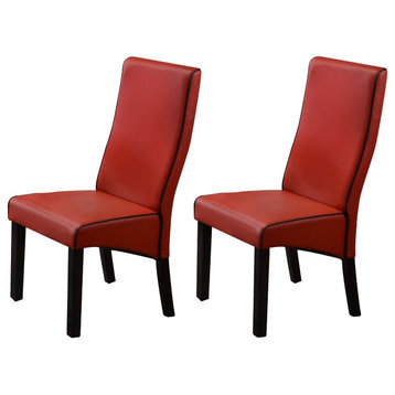 Pilaster Designs, Upholstered Parson Chair, Set of 2 Chairs, Red