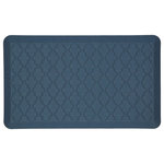 Mohawk - Classic Lattice Dri- Pro Comfort Mat, Blue, 1'6x2'6 - The smart design of this kitchen mat offers welcomed relief for foot, leg and back pain as a result of prolonged standing on hard surfaces.  Packed with a resilient dri-pro cushion core, this mats anti-fatigue technology will add soothing comfort to your cooking routine.  Perfect for anywhere prone to life's little messes, the polyester face is stain resistant and easily cleaned with a damp cloth and mild detergent.  Featuring a timeless lattice inspired design in classic blue, this mat will add both beauty and brilliant design to your kitchen.