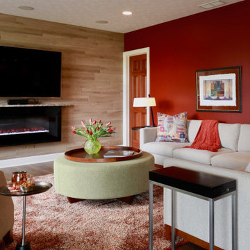 Seating Area with Fireplace and TV