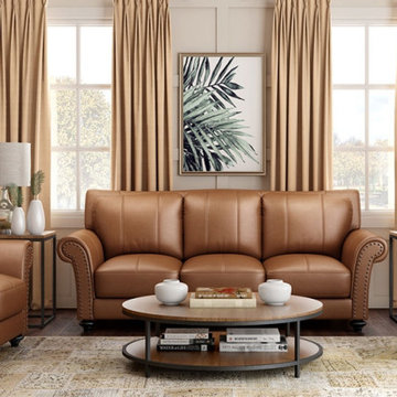 Xavier 3 seater tan-brown sofa set | Durian