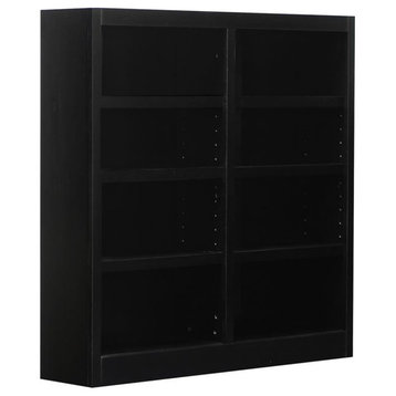 Bowery Hill Traditional 48" Tall 8-Shelf Double Wide Wood Bookcase in Espresso