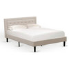 2Pc Fannin Queen Bed Set, 1 Queen Wood Bed Frame, Night Stand, Mist Beige