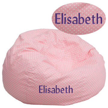 Personalized Oversized Light Pink Dot Bean Bag Chair for Kids and Adults