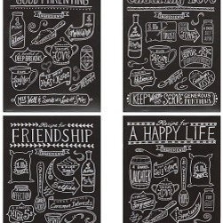 RECIPES FOR LIFE, TIN WALL DECOR, SET OF 4 - Products