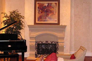Inspiration for a mid-sized transitional open concept living room remodel in Dallas