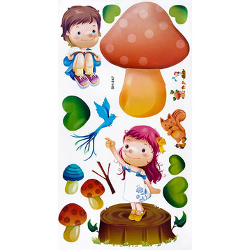 Mushroom Couple - Wall Decals Stickers Appliques Home Decor