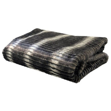Plutus Gray and Taupe Faux Fur Luxury Throw