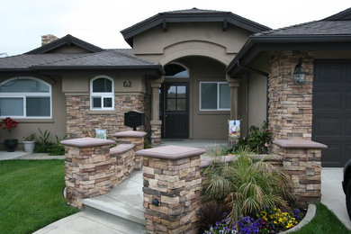 Example of a tuscan exterior home design in Orange County