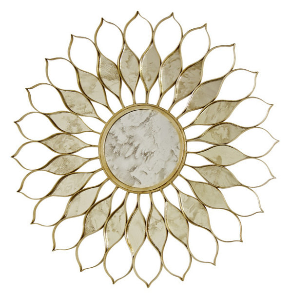 Worlds Away Iron Mirror Daisy Contemporary Wall Mirrors By Worlds Away Gold Leafed Iron Mirror Daisy G
