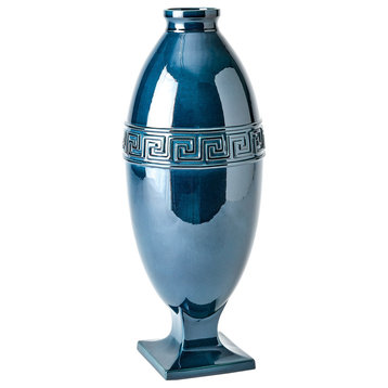 Greek Key Vase, Azure, Large
