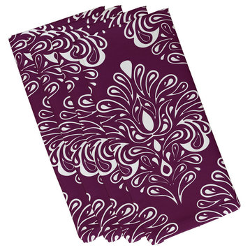 22"x22" Veranda, Geometric Print Napkin, Purple, Set of 4