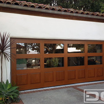 Wood & Glass Eclectic Garage Door in Los Angeles, CA | A Garage Conversion Idea