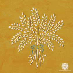 Provence Wheat Bundle Fall Stencil - Wall Stencils