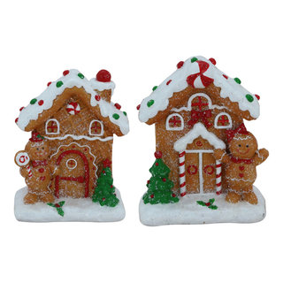Northlight Set of 2 Gingerbread Houses with Gingerbread Boy and Girl Christmas Decoration 5
