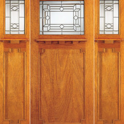 Craftsman Style, Mahogany Door and Two Sidelite, Triple Glazed - Front Doors