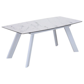 Gloss Ceramic + Tempered Glass Top Extension Table