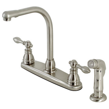 KB718ACLSP Centerset Kitchen Faucet With Side Sprayer, Brushed Nickel