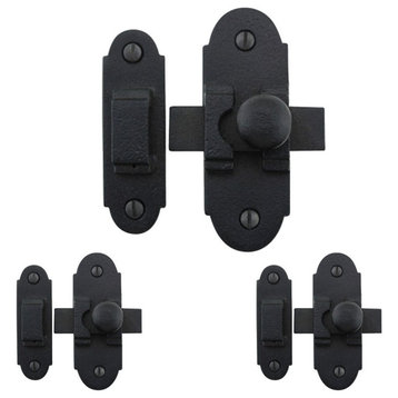 Slide Style Cabinet Latch Black Iron 3 1/4 Inch x 1 1/4 Inch Pack of 3