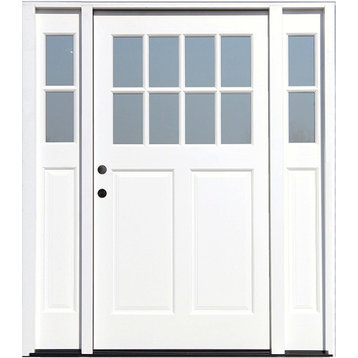 70"x80" White Cottage Ext. Front Door, Right Hand With 11" Sidelites
