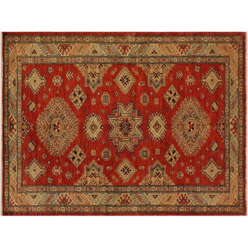 Bohemian Super Kazak Belva Red/Tan Wool Rug - 4'1'' x 5'8''