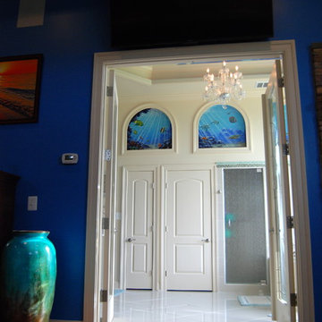 Sea Themed Murals in a Master Bathroom, hand-painted by Tom Taylor of Mural Art