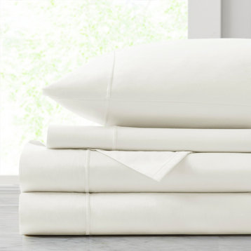 Croscill Sateen Weave 500TC 100% Egyptian Cotton Sheet Set, White, Queen