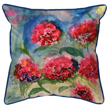 Betsy Drake Red Geraniums Extra Large Zippered Indoor/Outdoor Pillow 22x22