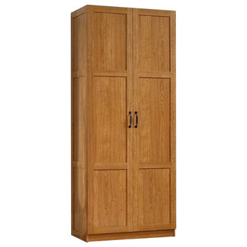 Pemberly Row Engineered Wood 4-Adjustable Shelf Storage Cabinet in Highland Oak