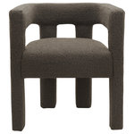 Meridian Furniture - Athena Boucle Fabric Upholstered Accent/Dining Chair, Brown - Get comfortable with this Athena dining chair featuring minimalistic design elements and a simple footprint. Artfully designed, this dining chair is made for comfort with a rounded footprint that hugs your back while you sit and relax with friends. The chair is covered top to bottom in rich brown boucle fabric, so it's super soft to the touch and elegant to the eye.