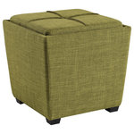 OSP Home Furnishings - Rockford Storage Ottoman, Green Fabric - Complete any room with our contemporary Rockford storage ottoman. Remove the lid and stow toys, books and blanket throws, keeping even the busiest family room tidy and organized. Complete the perfect guest room with extra storage and seating. Add color and casual space-saving seating to a vanity or student desk. Arrives fully assembled.