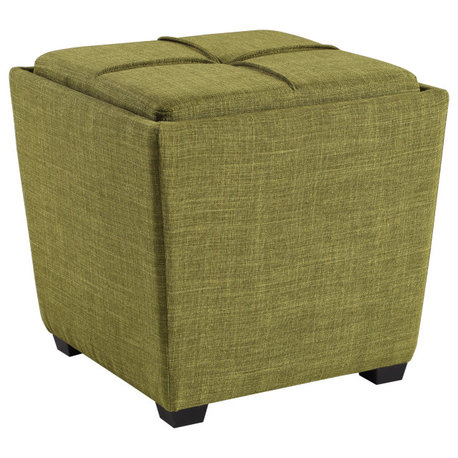 Rockford Storage Ottoman, Green Fabric