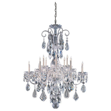 Traditional Crystal 12 Light Polished Chrome Hand Cut Crystal Chandelier