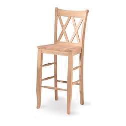 International Concepts S-202 24-Inch Double X Stool, Unfinished - Bar Stools And Counter Stools
