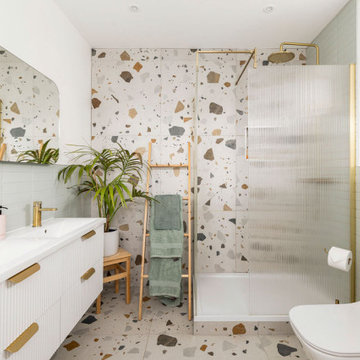 Natural inspired ensuite wild bold terrazzo tiles