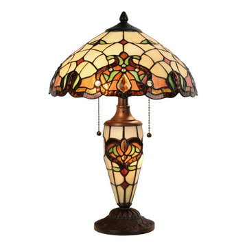 Tiffany Style Egyptian Table Lamp, Mission Design