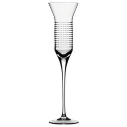 Contemporary Wine Glasses 5 oz Dots Collection Crystal Champagne Flute - Set of 2