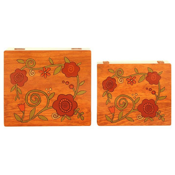 Glorious Garden Wood Decorative Boxes, 2-Piece Set