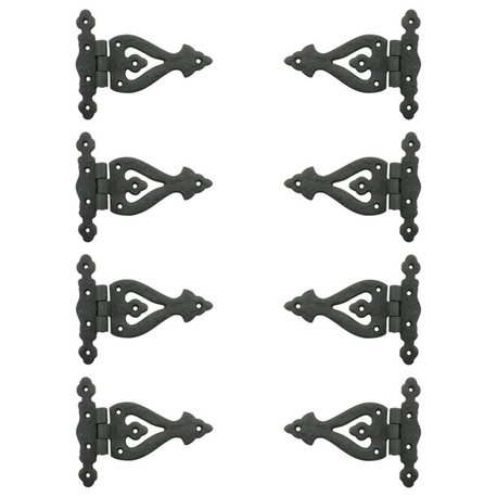 Black Wrought Iron Door Hinge 5 3/8 Inch RSF Finish Barn Door Hinges Pack of 8