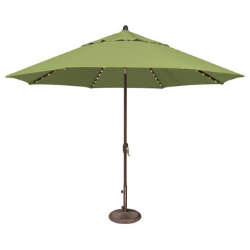 Lanai Pro 11' Octagon Umbrella With Star Lights, Ginkgo, Sunbrella Fabric