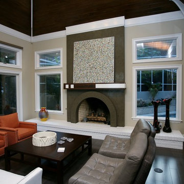 Clean Contemporary Cherry & White Mantel