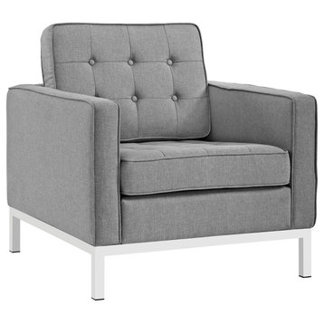Loft Upholstered Fabric Armchair, Light Gray