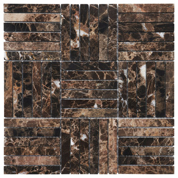 Modket Brown Emperador Dark Marble Stone Mosaic Tile Kitchen Backsplash TDH346NS