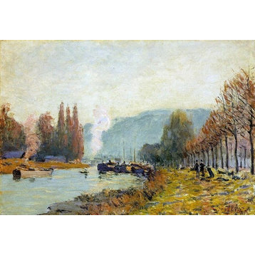 Alfred Sisley the Seine at Bougival 18" x 27" Premium Canvas Print