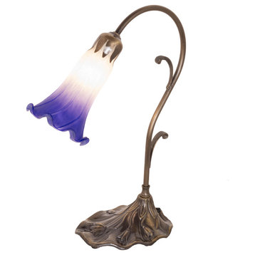 15 High Blue Pond Lily Victorian Mini Lamp