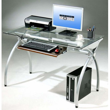 Techni Mobili Glass-Top Computer Desk in Clear